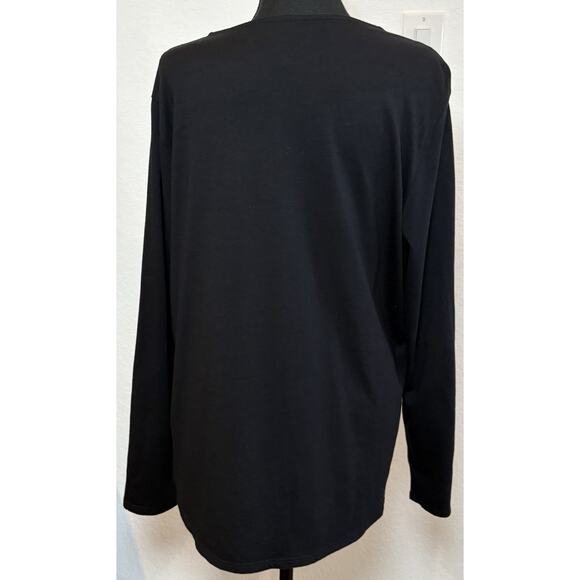 Chico’s Black Knit Top with White Appliqué and Pearl Beads Long Sleeve Sz 3 (XL) - Picture 3 of 4